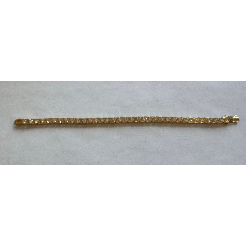 Size 7 Gold Over 925 Sterling Silver Tennis Bracelet w/ 35 Cubic Zirconia